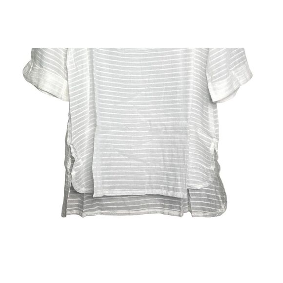 NWT J. Valdi Santa Barbara Big Shirt Tunic LaceUp Texture Stripe Coverup L White - Picture 4 of 15